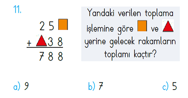 3. Sınıf Haftalık Kazanım Değerlendirme Testi 8.Hafta (30 Ekim- 3 Kasım)
