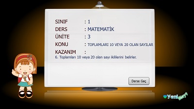1. Sınıf Matematik Toplamları 10 ve 20 Olan Sayılar Sunusu