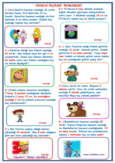 2. Sınıf Matematik Uzunluk Ölçüleri Problemleri