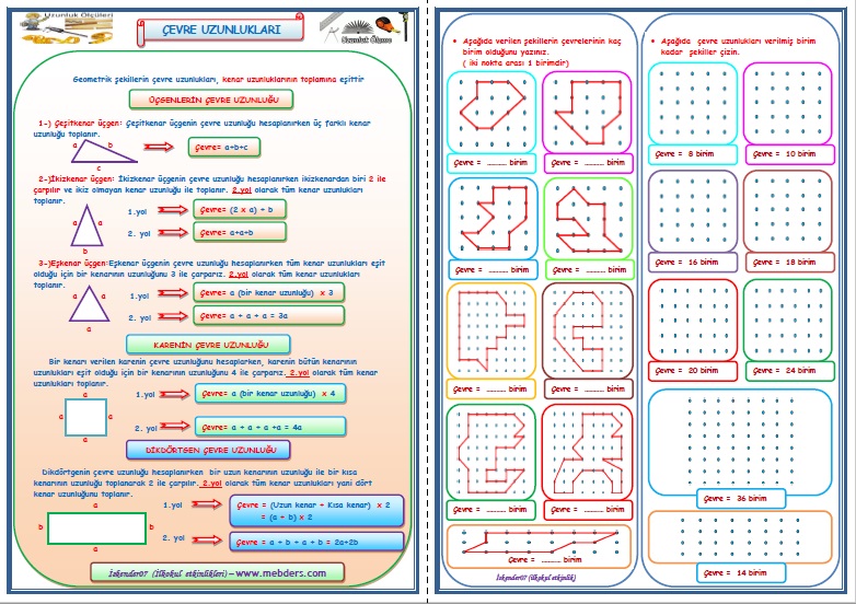 4. Sınıf Matematik Çevre Uzunlukları Konu Anlatımı ve Etkinlik Çalışması (4 Sayfa)