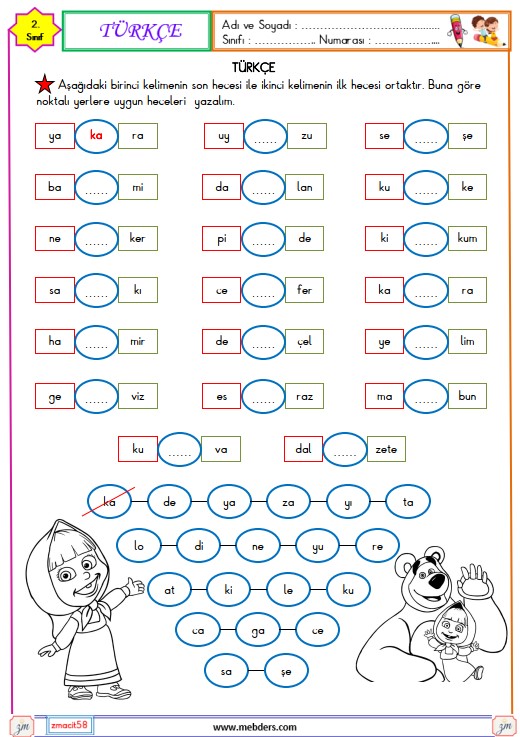 2. Sınıf Türkçe Kelime Oluşturma Etkinliği