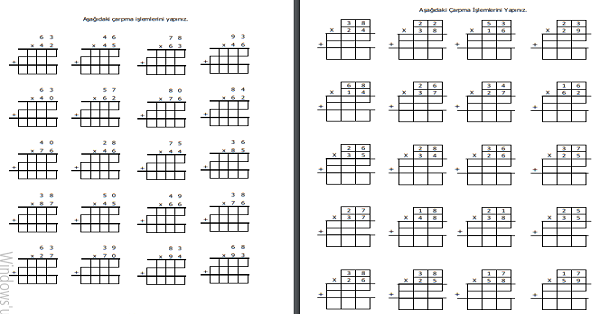3. Sınıf Matematik Çarpma İşlemi Etkinliği 7