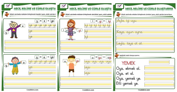 1. Sınıf İlk Okuma Y Sesi Birleştirme Etkinliği