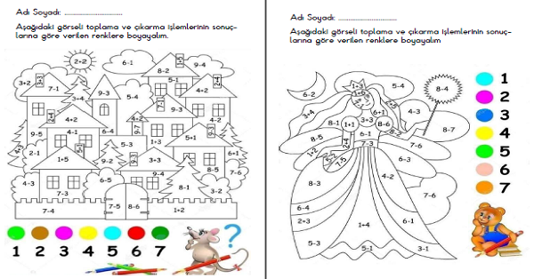 1. Sınıf Matematik Toplama ve Çıkarma İşlemleri 1 (Boyamalı)