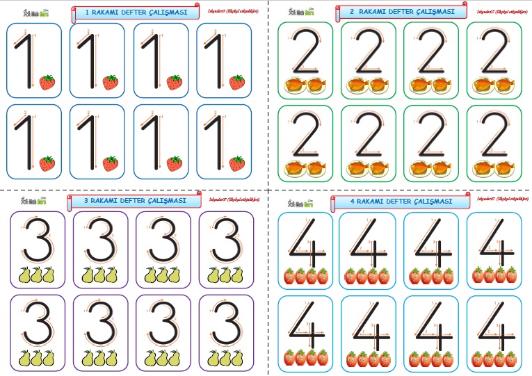 1. Sınıf Rakamlar Defter Çalışması