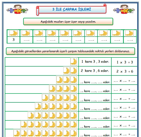 2. Sınıf Matematik 3 ile Çarpma İşlemi Çalışması