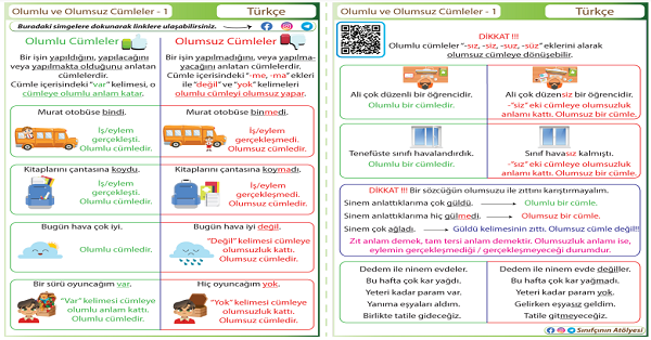 4. Sınıf Türkçe Olumlu-Olumsuz Cümleler Etkinliği