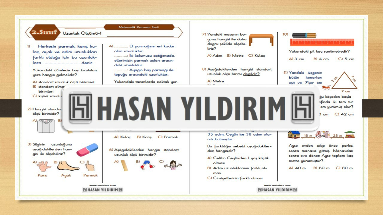 2. Sınıf Matematik Uzunluk Ölçümü Testi