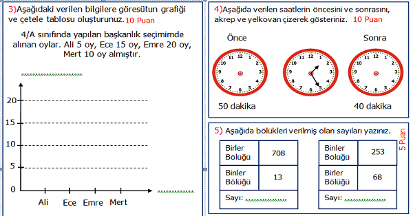 4. Sınıf Matematik 2.Dönem 1.Yazılı Sınavı