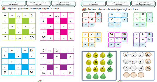 1. Sınıf Matematik Toplama İşlemi Verilmeyen Toplananı Bulma-5