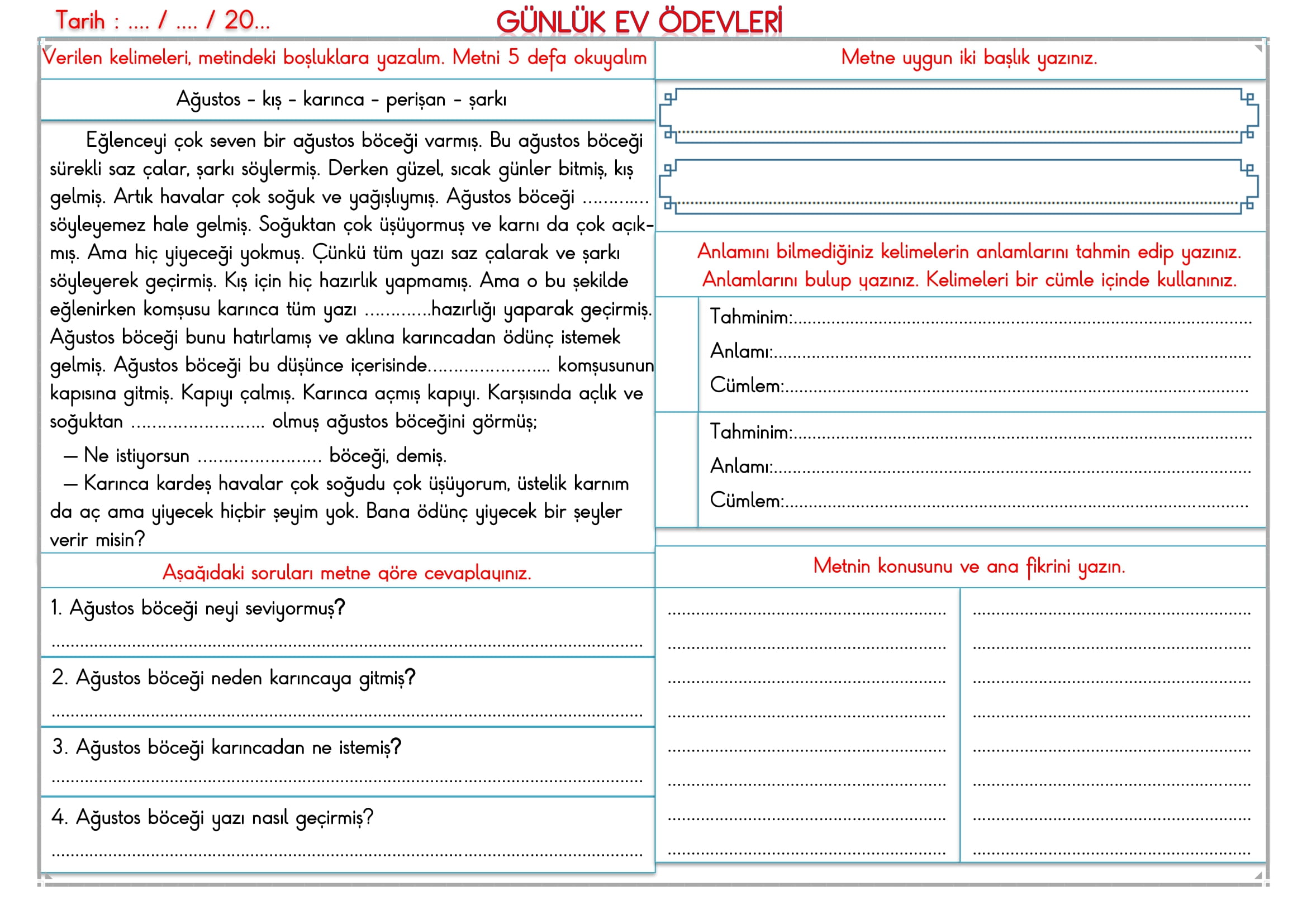 2. Sınıf 24 Nisan 2025 Günlük Ev Ödevi