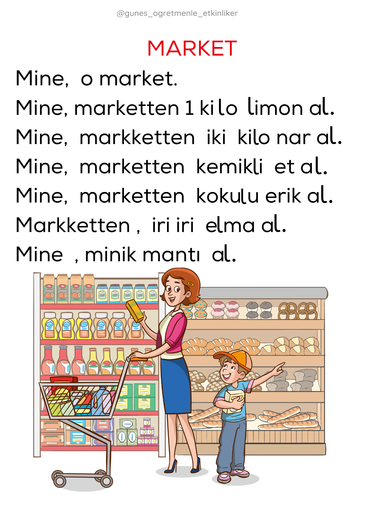 1. Sınıf İlk Okuma Yazma M-m sesi Fasikül