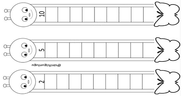 1. Sınıf Matematik İkişer-Beşer-Onar Sayma Tırtıl Kelebek Boyama Etkinliği