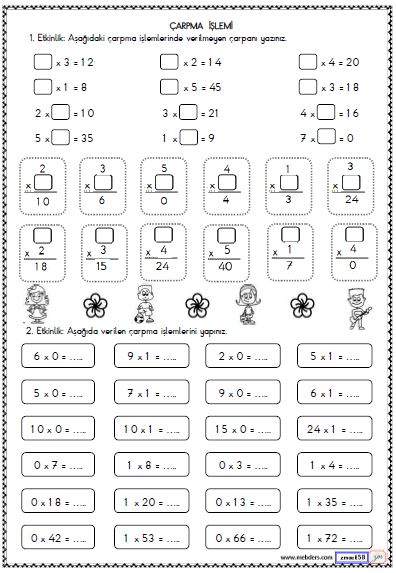 2. Sınıf Matematik Çarpma İşlemi Etkinliği 10