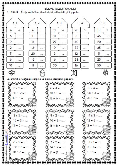 2. Sınıf Matematik Bölme İşlemi Etkinliği 8
