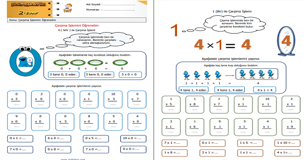 2. Sınıf Matematik Çarpma İşlemi ( 0 ve 1 ile çarpma) Etkinliği 4