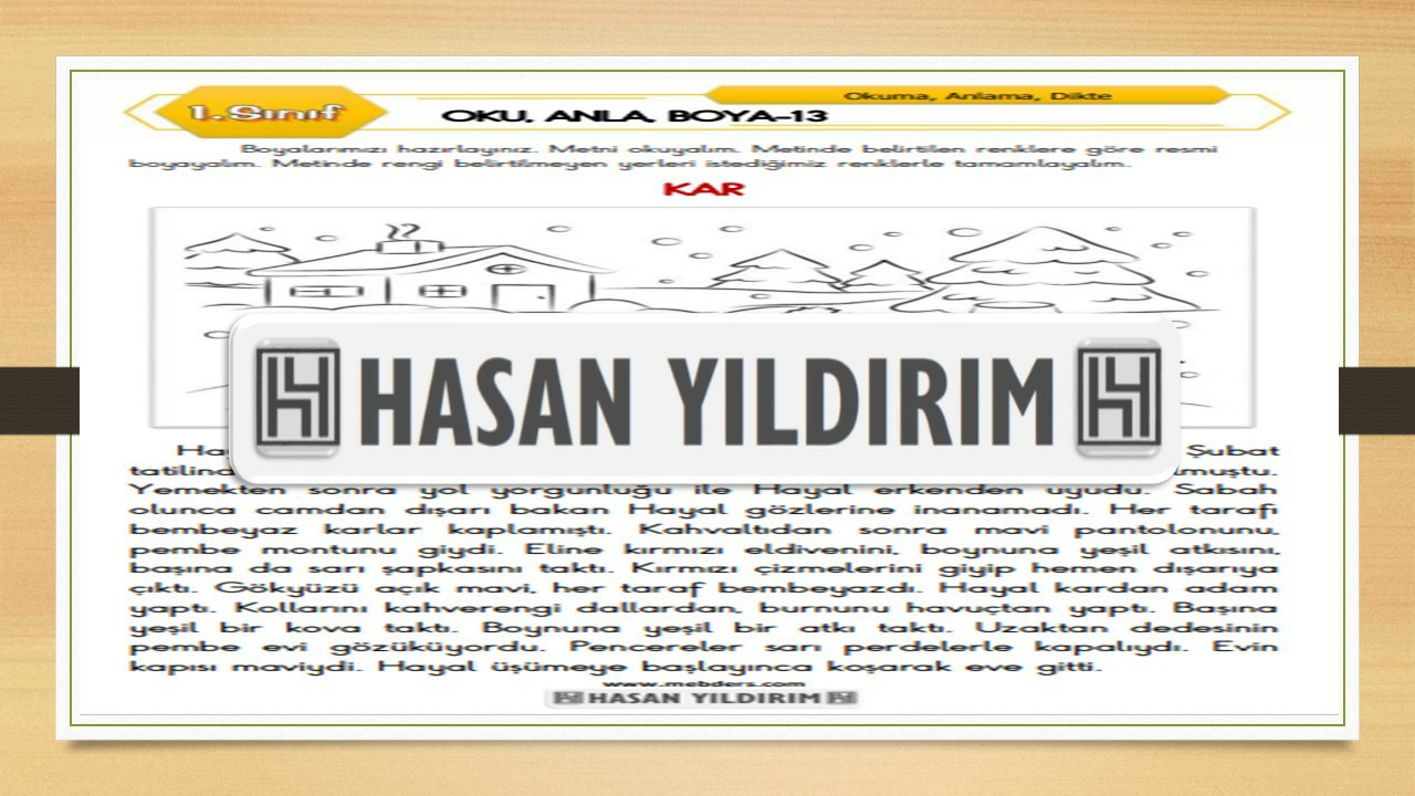1. Sınıf Türkçe Oku, Anla, Boya-13
