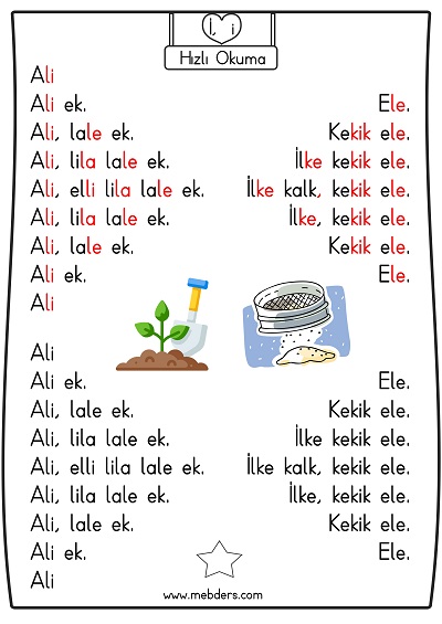 1. Sınıf İlk Okuma Karesel Metin Hızlı Okuma Etkinliği - İ Sesi