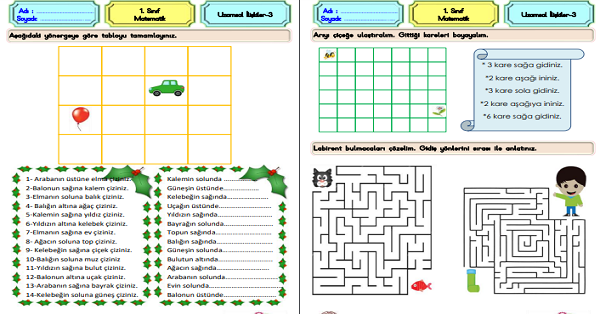 2. Sınıf Matematik Uzamsal İlişkiler Etkinliği-3