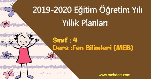 2019 - 2020 Yılı 4. Sınıf Fen Bilimleri Yıllık Planı (MEB)