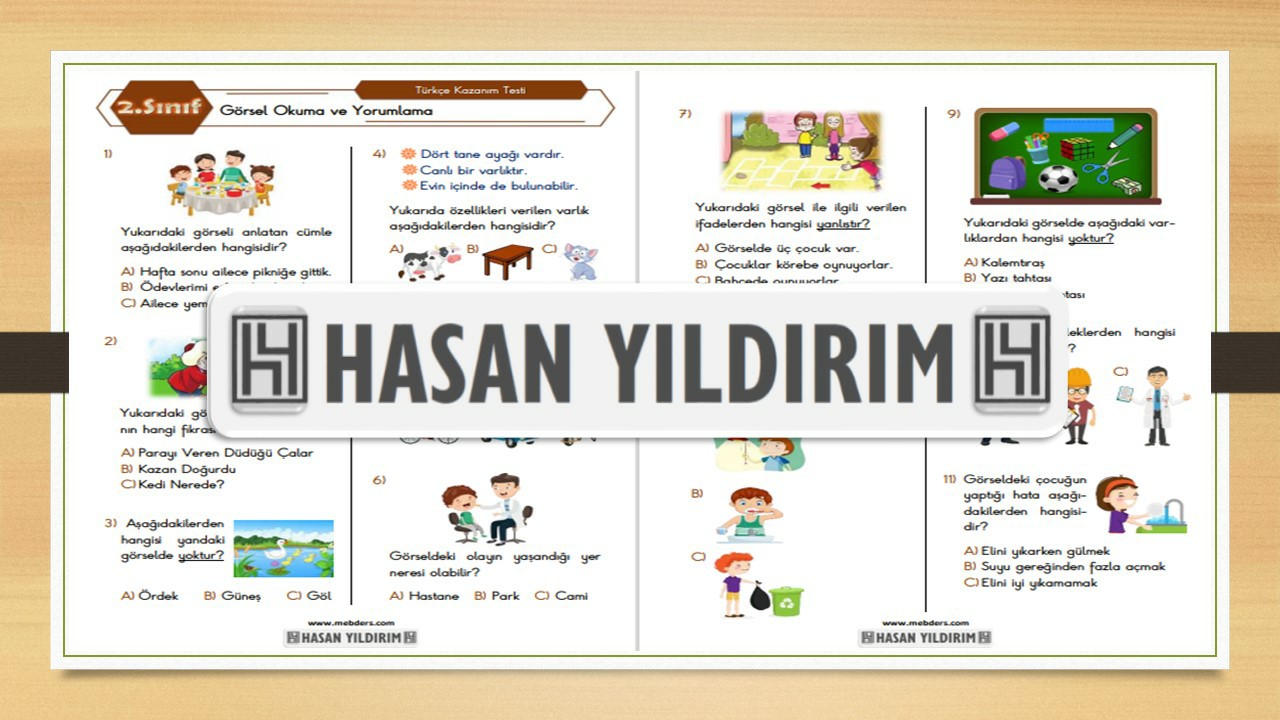 2. Sınıf Türkçe Görsel Okuma ve Yorumlama Testi