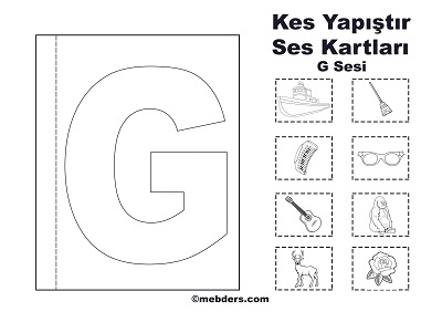 1. Sınıf İlk Okuma Kes Yapıştır Ses Kartı - G Sesi