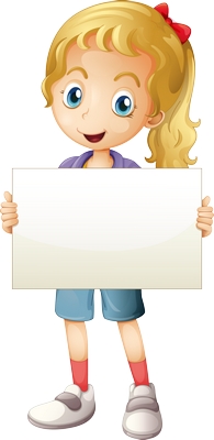 Clipart boş pano tutan sarışın kız çocuğu resmi png