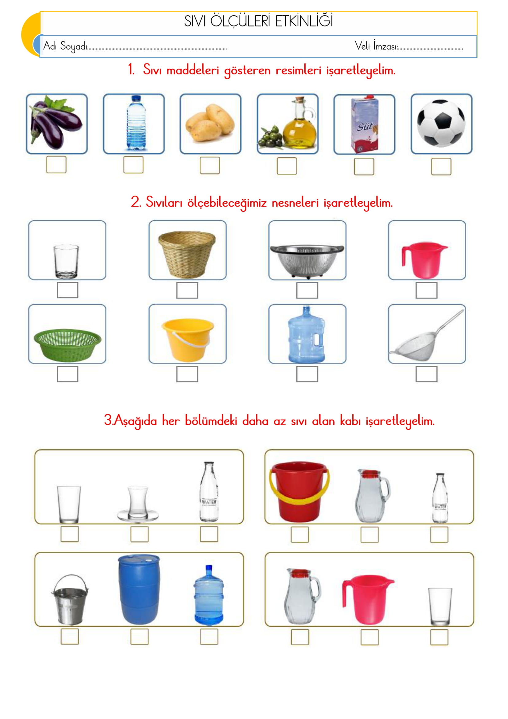 2. Sınıf - Matematik - Sıvı Ölçüleri Etkinliği-2