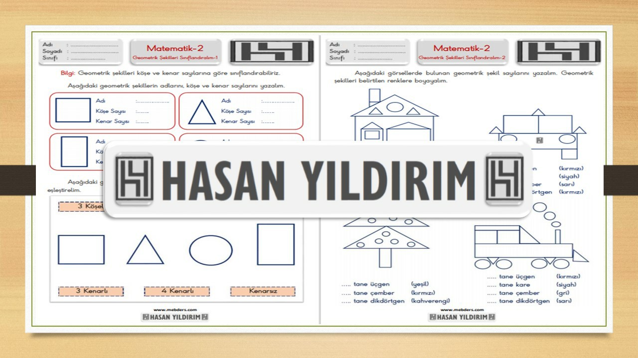 2. Sınıf Matematik Geometrik Şekilleri Sınıflandırma Çalışma Sayfaları