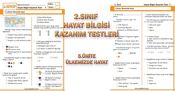 2. Sınıf Hayat Bilgisi Kazanım Testi - 5.Ünite - Ülkemizde Hayat