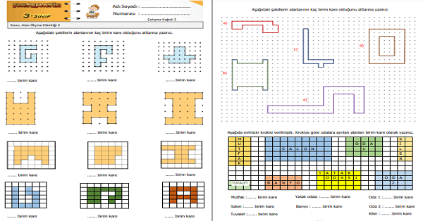3. Sınıf Matematik Alan Ölçme Etkinliği 2