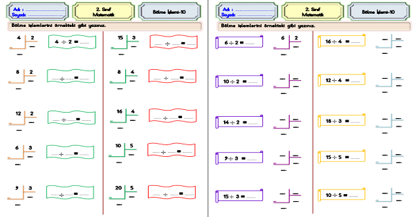 2. Sınıf Matematik Bölme İşlemi Etkinliği-10