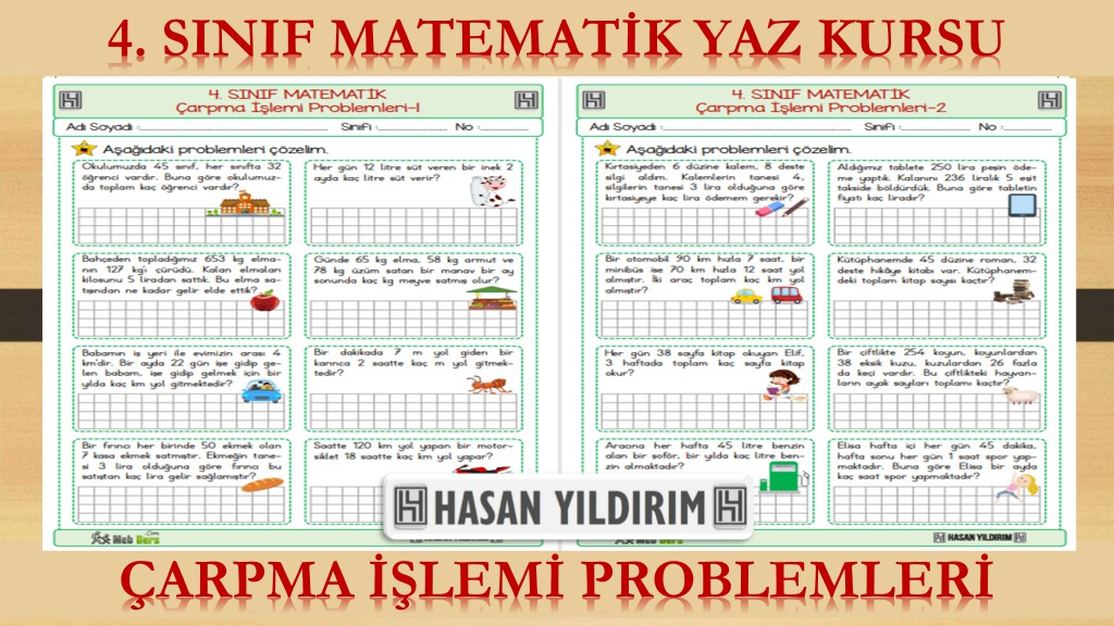4. Sınıf Matematik Yaz Kursu - Çarpma İşlemi Problemleri (4. Sınıfa Hazırlık)