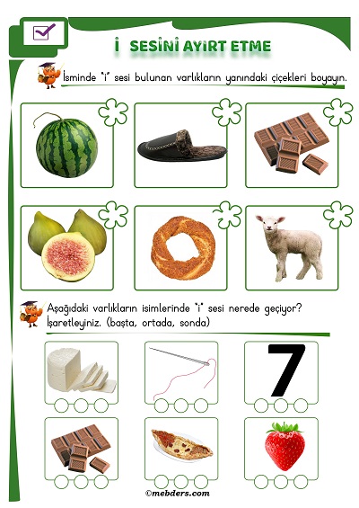 1. Sınıf İlkokuma İ Sesi Ayırt Etme Etkinliği