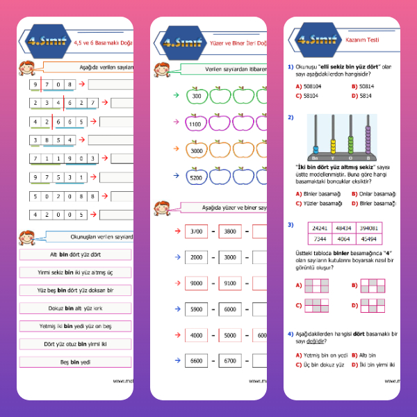 4. Sınıf Matematik - 4,5 ve 6 Basamaklı Doğal Sayılar