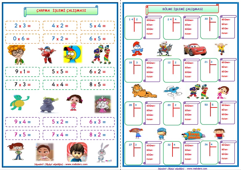2. Sınıf Matematik Dört İşlem Tekrar Çalışması 1 (4 Sayfa)