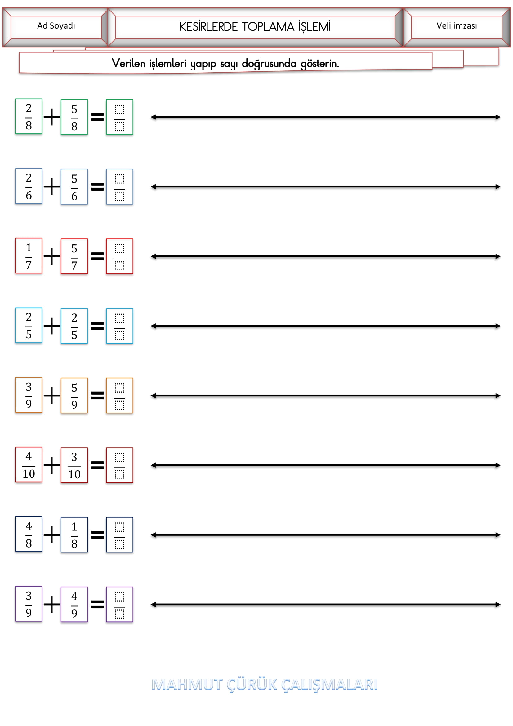4. Sınıf - Matematik Kesirlerde Toplama İşlemi Etkinliği
