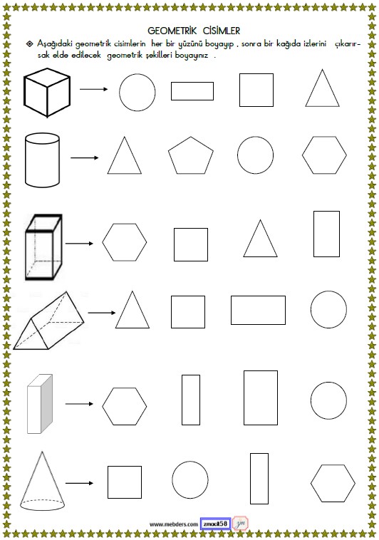 1. Sınıf Matematik Geometrik Cisimler Etkinliği 12