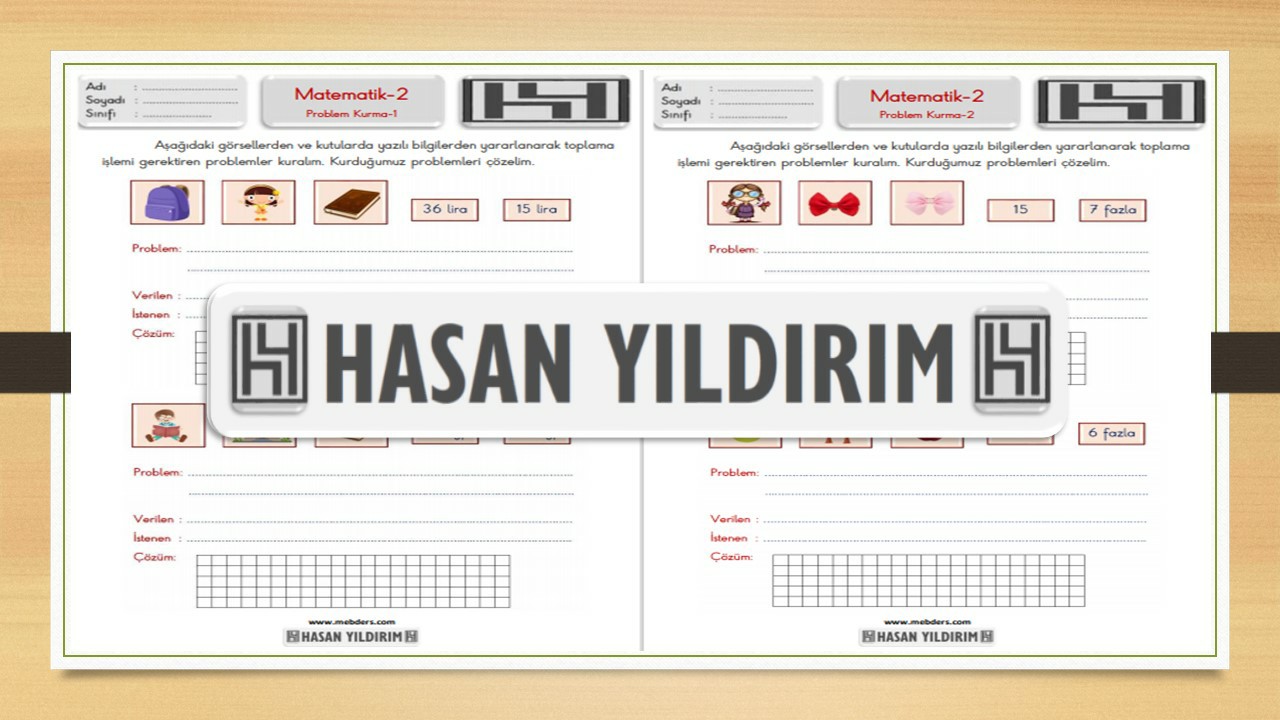 2. Sınıf Matematik Toplama İşlemi Gerektiren Problem Kurma Çalışma Sayfaları