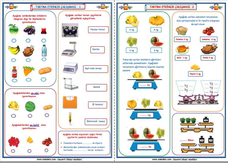 2. Sınıf Matematik Tartma Etkinlikleri 1-2   (2 Sayfa)