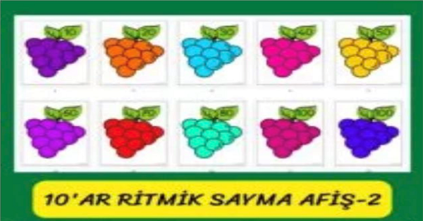 1. Sınıf Matematik Onar Ritmik Sayma Afiş Üzümlü Şablon