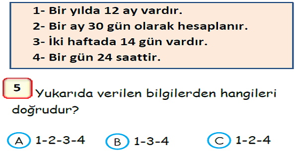 3. Sınıf Matematik Zamanı Ölçme Yaprak Test-2