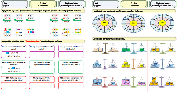 3. Sınıf Matematik Toplama İşlemi-Verilmeyen Toplananı Bulma-3