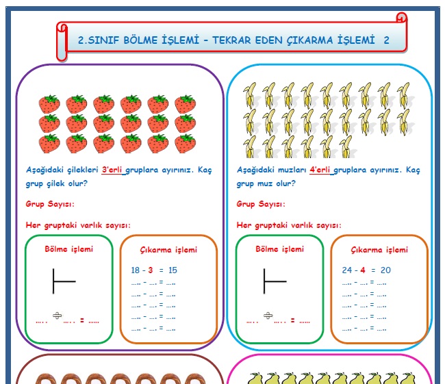 2. Sınıf Matematik Bölme İşlemi Tekrar Eden Çıkarma İşlemi 2