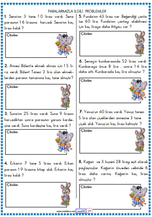 2. Sınıf Matematik Para ile İlgili Problemler Etkinliği 13