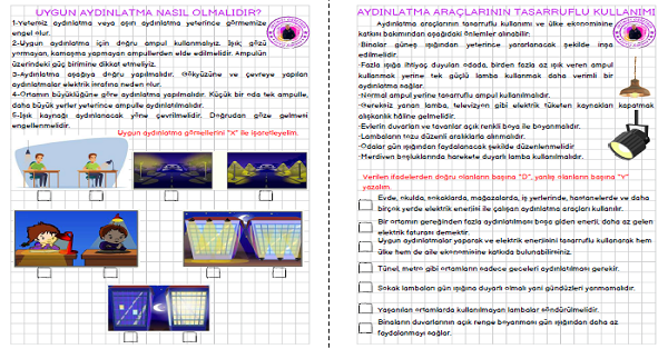 4. Sınıf Fen Bilimleri Uygun Aydınlatma Konu Anlatımı Ve Etkinlikleri