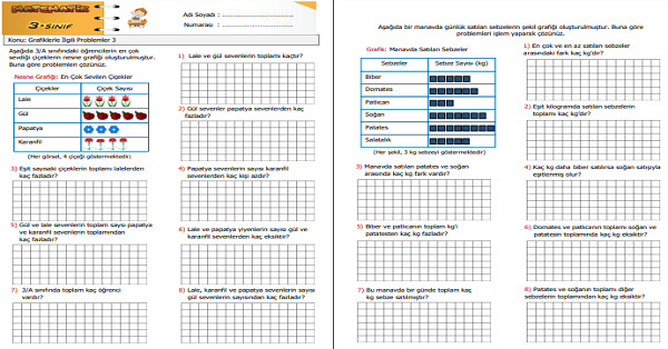 3. Sınıf Matematik Grafiklerle İlgili Problemler 3