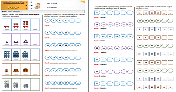 1. Sınıf Matematik Sayı Örüntüleri 3