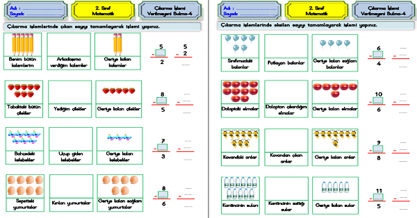 2. Sınıf Matematik Çıkarma İşlemi-Verilmeyeni Bulma-4