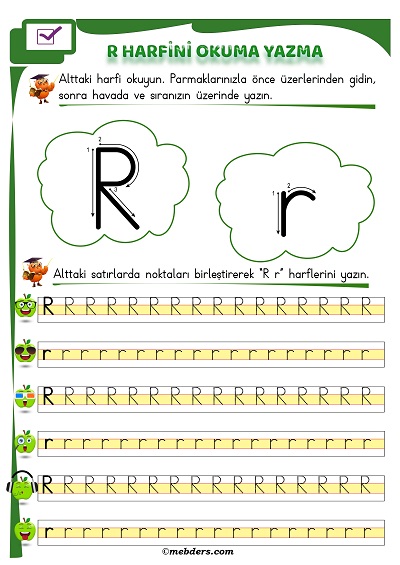1. Sınıf İlkokuma R Sesi Okuma Yazma Etkinliği
